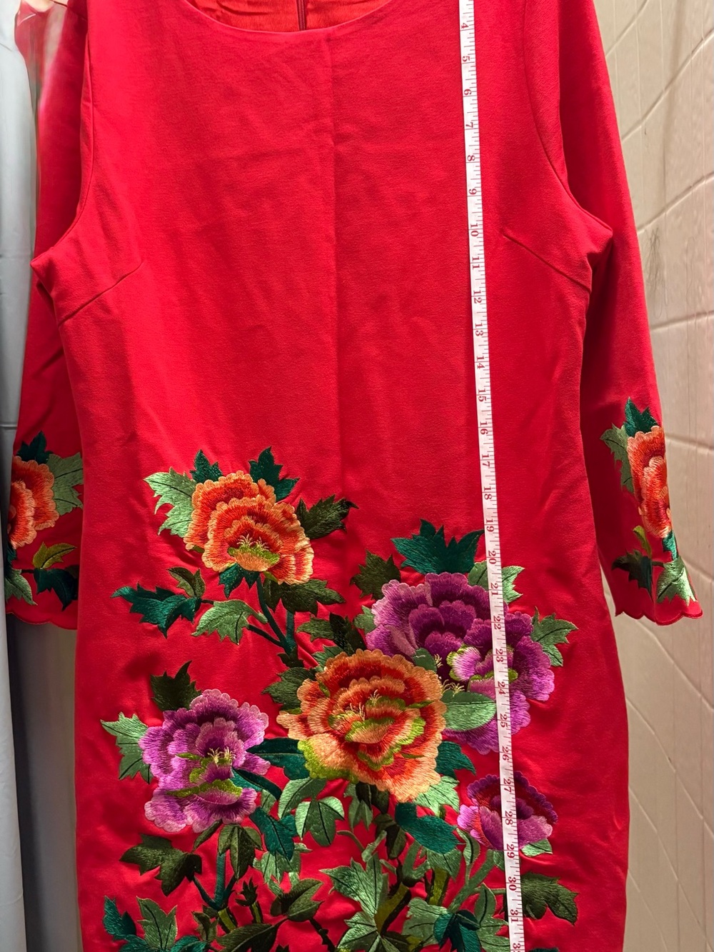 STYLEWE Red Dress with Multicolor Floral Embroidery - Picture 8 of 12